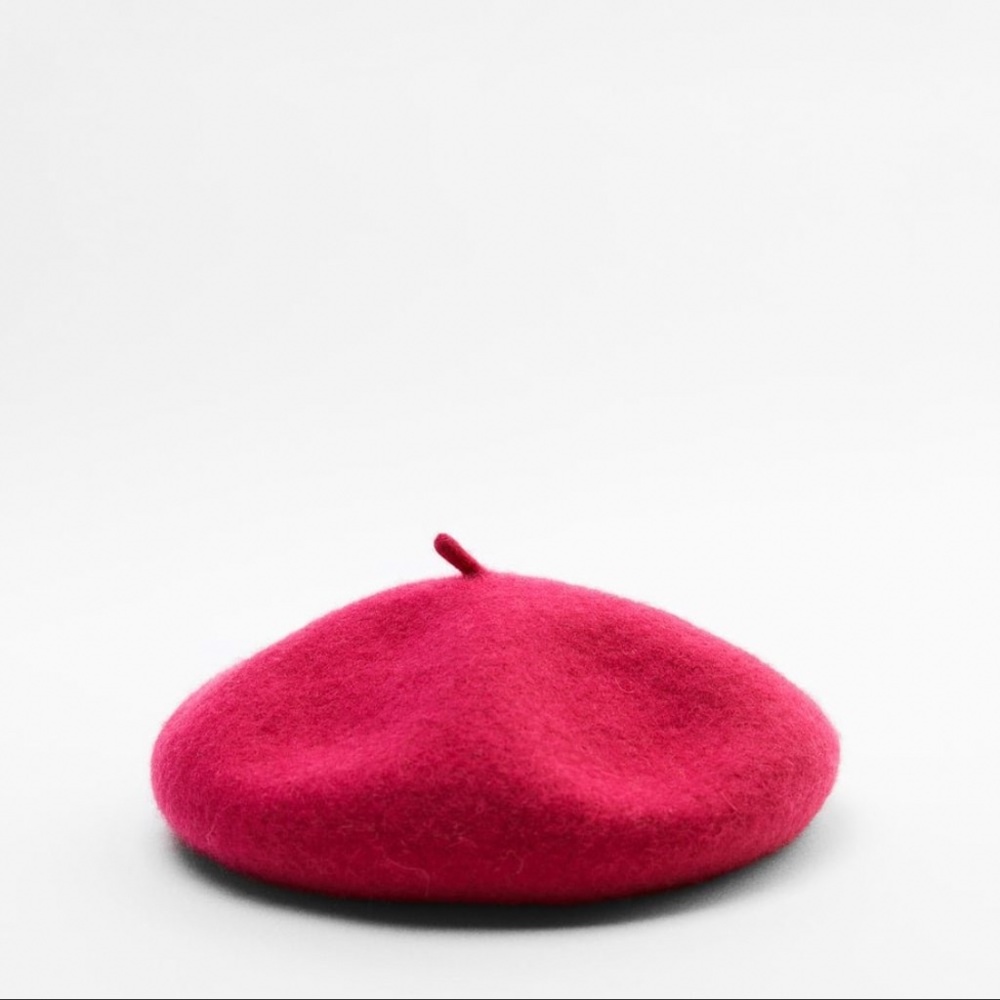 NWT ZARA 100% WOOL BERET FUCHSIA